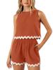 Women's Sleeveless Romper Shorts Set with Wave Hem in 6 Colors
