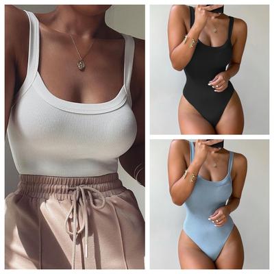 Kayış Katı Bodycon Seksi Vücut Rahat Temel Beyaz Yaz Bodysuit Kadın Üstleri Kolsuz Şeffaf Bodysuits Tulum Ince