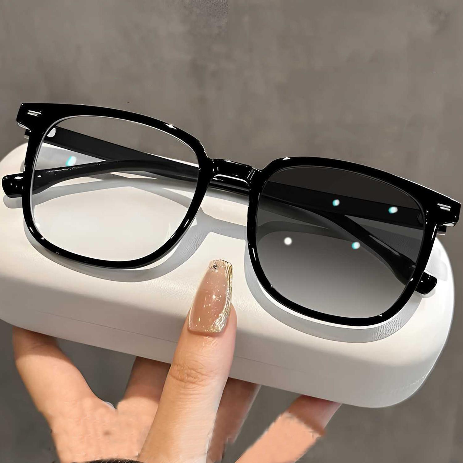 

Модные квадратные солнцезащитные очки с изменяющимся цветом, унисекс, для женщин и мужчин, очки для коррекции близорукости, готовые фотохромные очки -1.5