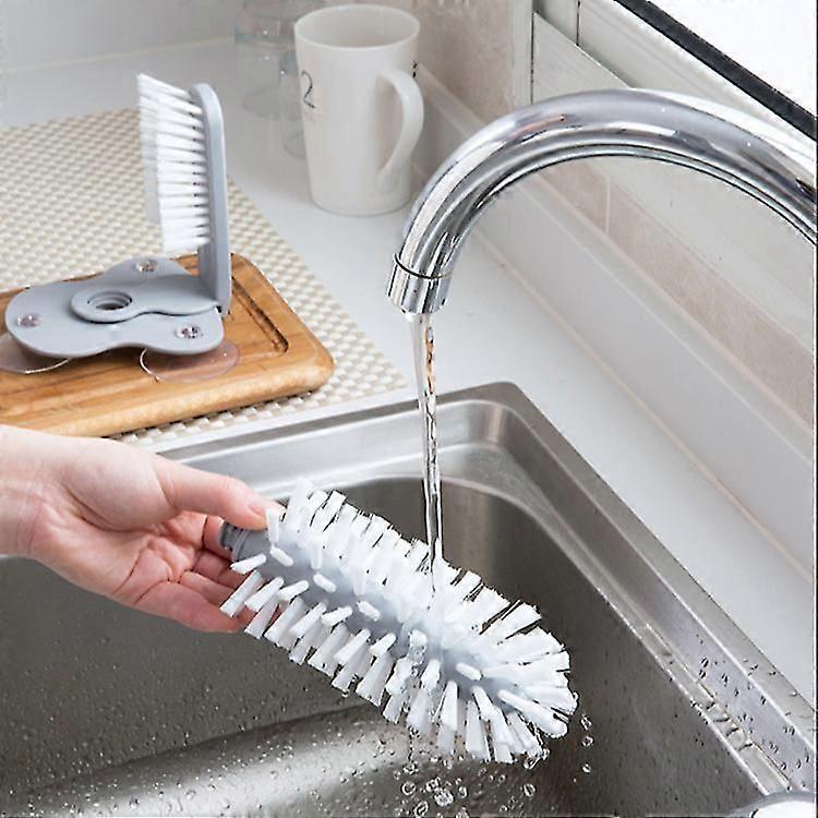 2-in-1 Tassenreiniger Glasreiniger Flaschen Bürste Spüle Küchenzubehör Getränk Weinglas Saugnapf Reinigungsbürste Gadget
