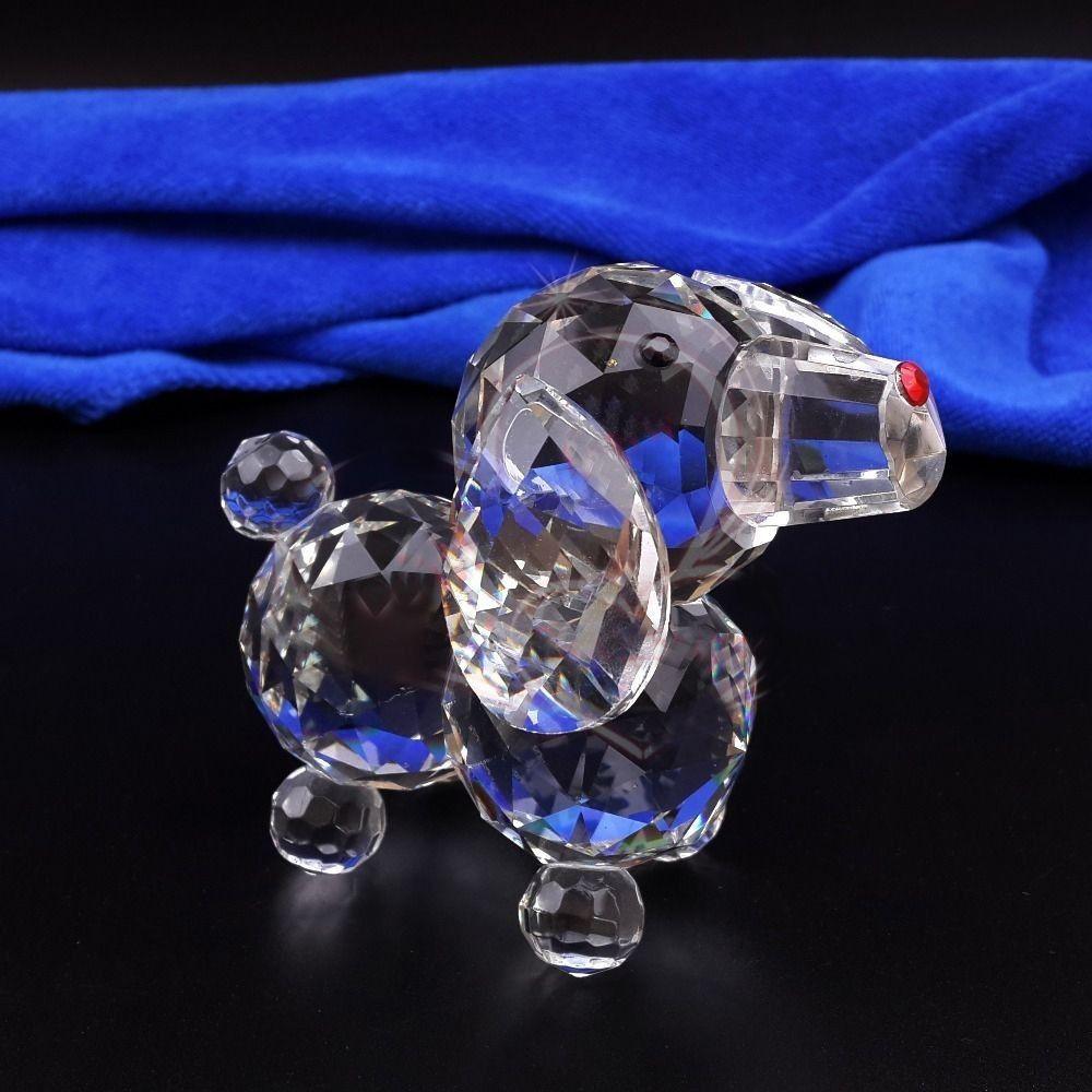 3D Clear Dog Ornament Cute Animal Figurine Funny Crystal Dog Statue Office