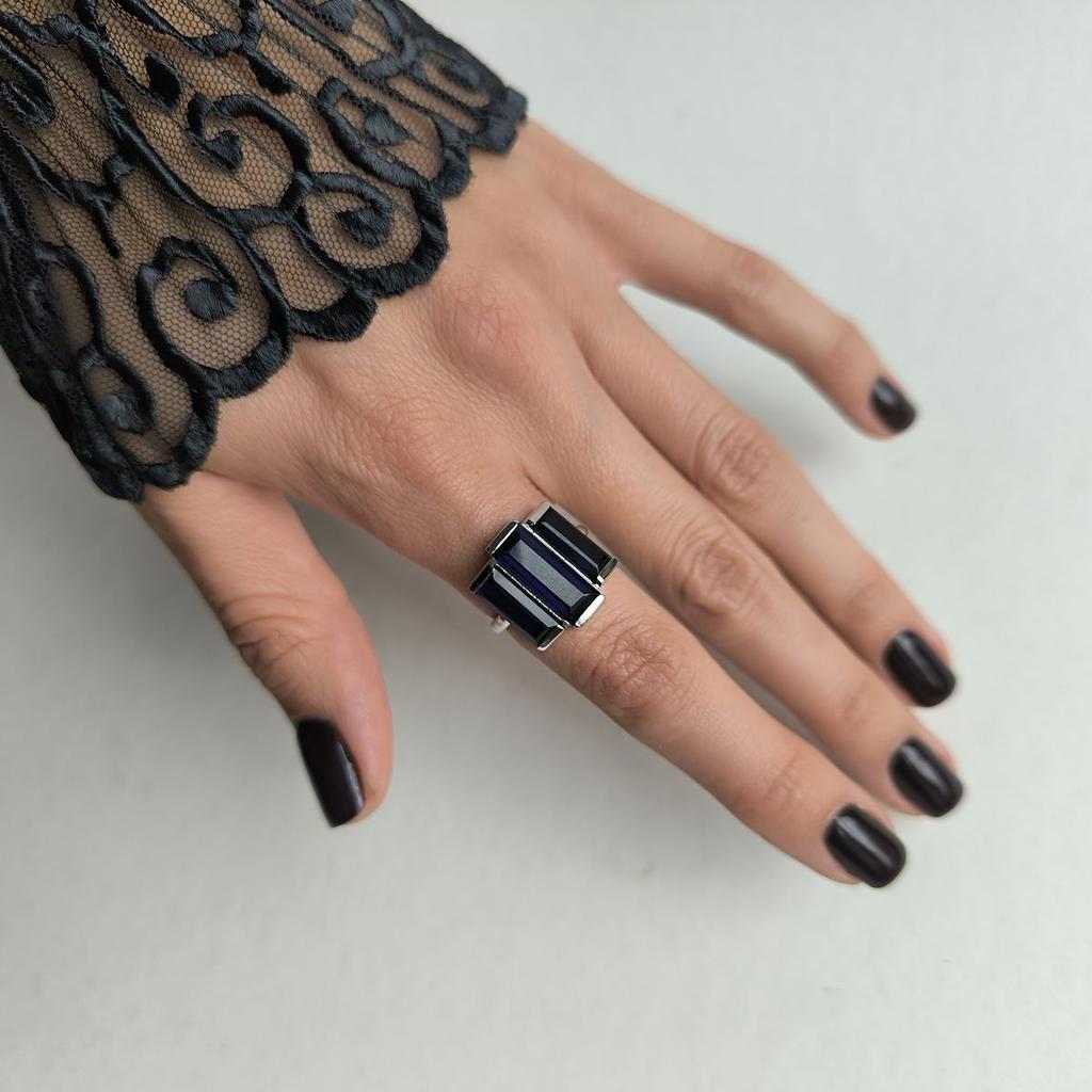 Серебряное кольцо с сапфиром nano 6.461ct, вес изделия 5,13 гр (2195191)
