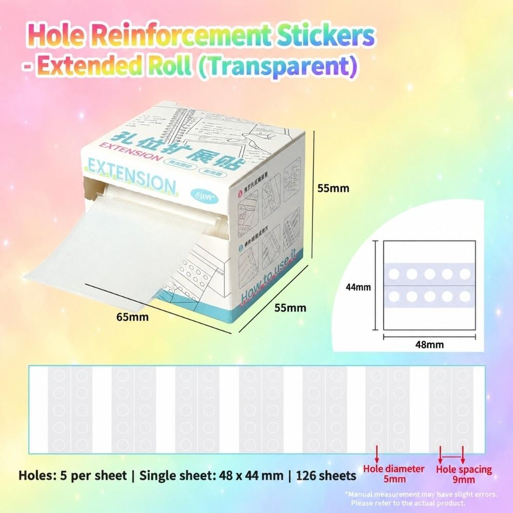116 Sheets PET Hole Reinforcement Stickers Pull Out 1-Hole Loose-leaf Page Reinforcement Labels Pearlescent