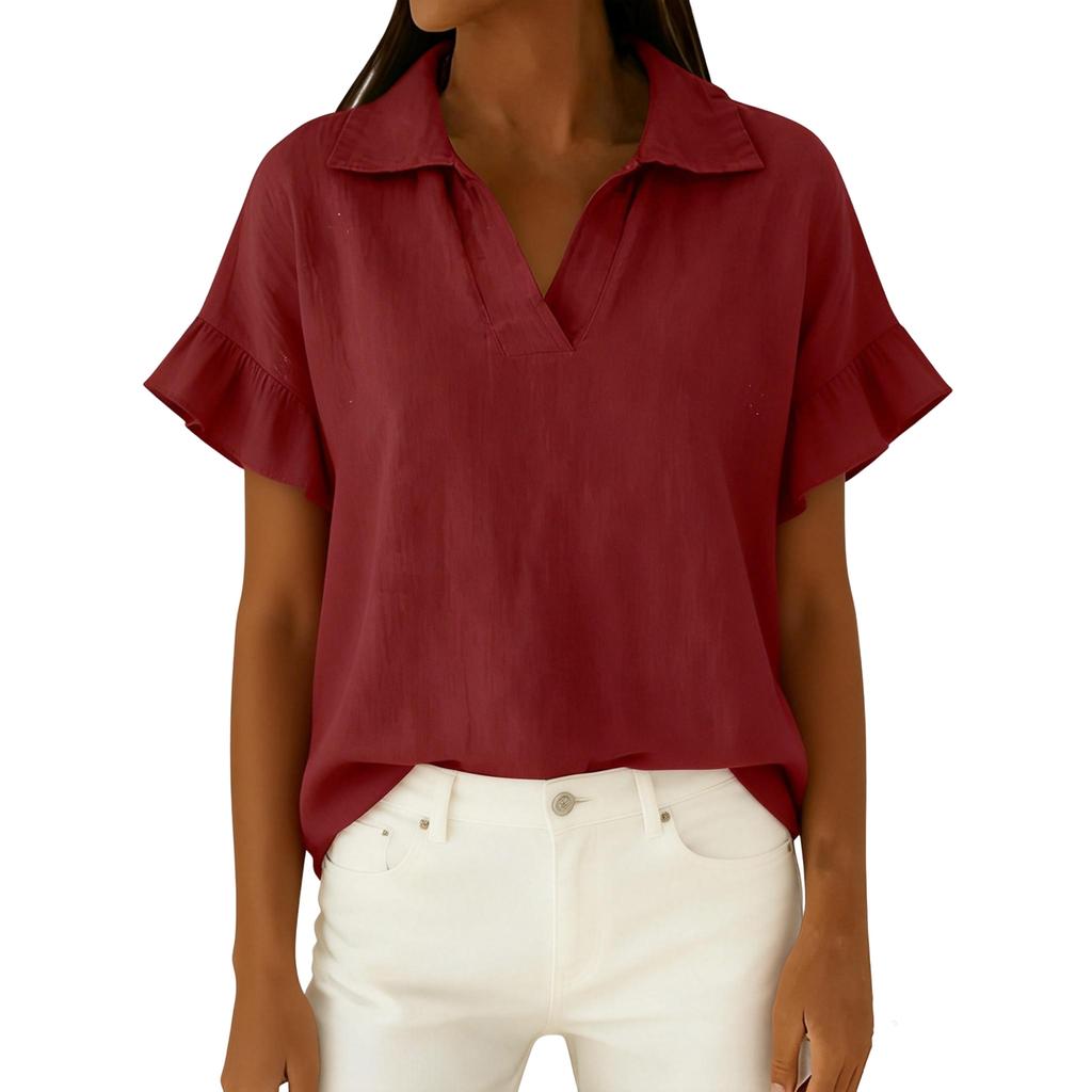 Women's Fashion Casual ,Colour Short,Sleeved Top