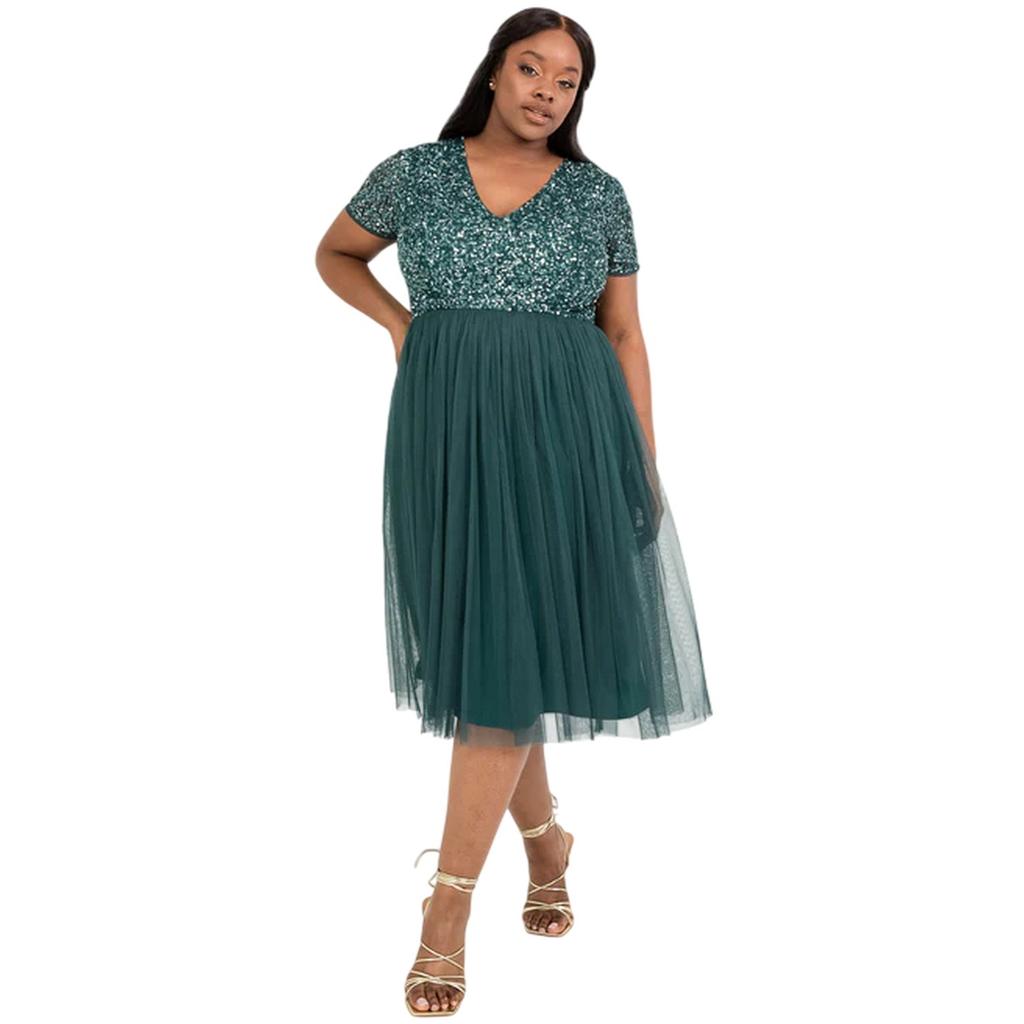 Deluxe Womens/Ladies Sequin Midi Dress