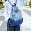 Schoolbag Large Capacity Backpack Gradual Change Travel Denim Student Schoolbag Korean Old Retro Casual Washed Denim Backpack