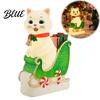 Christmas Cat Night Light Sleigh Light Synthetic Resin Decorative LED Indoor Party Decor USB Powered Lighted Figurine for Festive Holiday Cute Animal