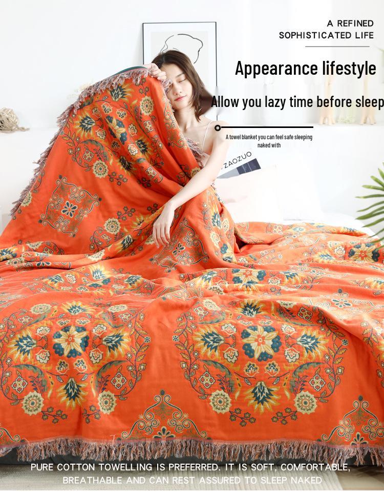 High-End Pure Cotton Sofa and Bed Cover: Summer Quilt, Nap Blanket, Multi-Functional Bed Sheet.
