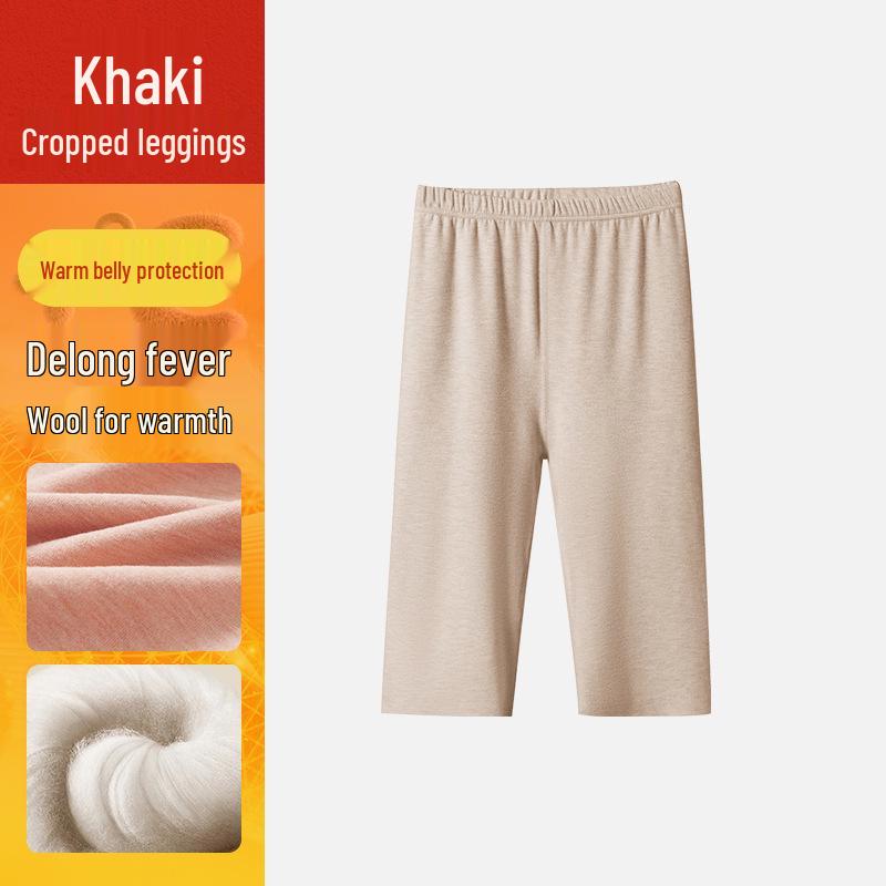 

Женские шерстяно-шелковые леггинсы длиной пять восьмых: Бархатная подкладка, бесшовные, теплые брюки-ботинки на осень/зиму M (90-100 jin)