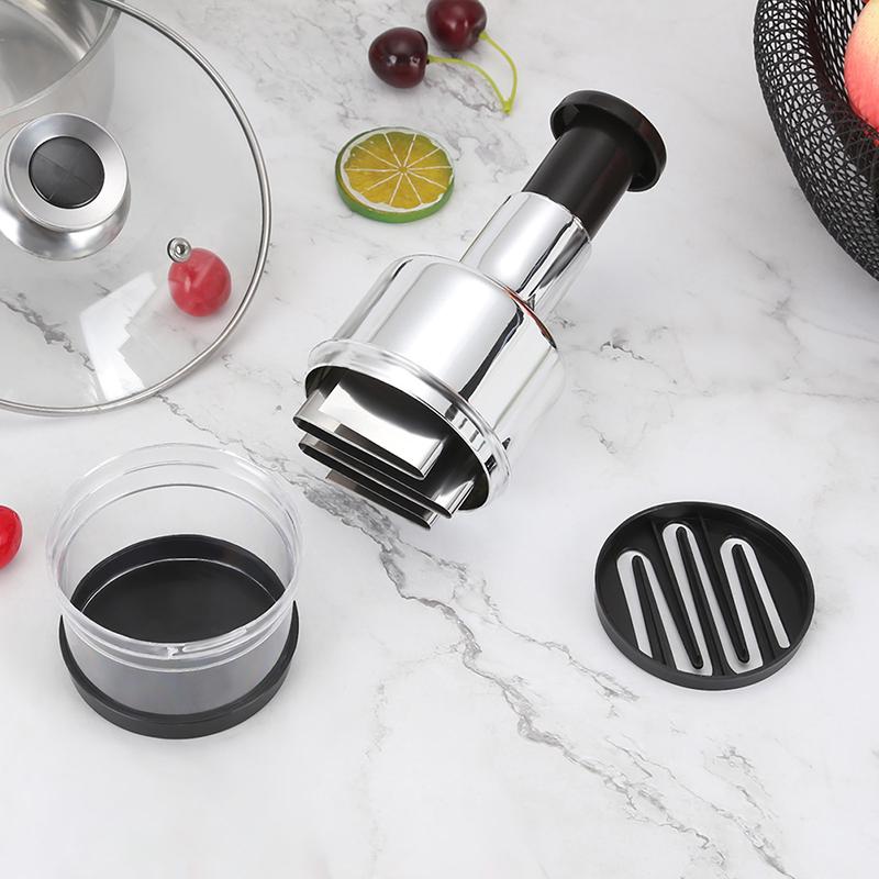 Stainless Steel Manual Onion Chopper Garlic Crusher Pressing Food Cutter Slicer 8.5 * 8.5 * 22