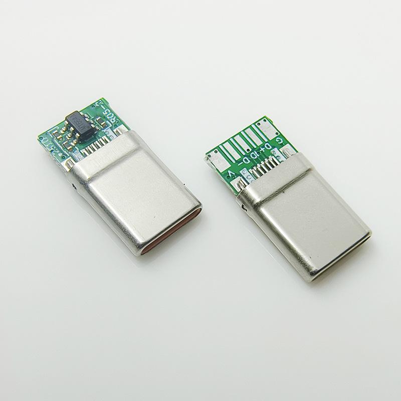 65W USB-C Male Connector, 5-Core Solder Pad, Orange Rubber, Fast Charging for OPPO, Xiaomi, VIVO, Huawei