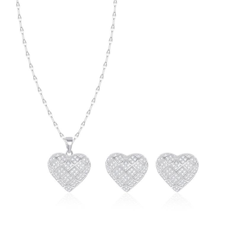 

Комплект ожерелья и серег с бриллиантами в форме сердца: Трендовые европейские и американские украшения Copper Alloy