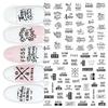 3D Super Thin Black Russia Letter Word Nail Stickers Adhesive Nail Art Decals Russian Cool Design