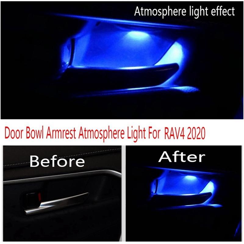 LED Blue Inner Door Bowl Ambient Light Frame For Toyota RAV4 2019-2024, Handle Armrest Atmosphere Lighting