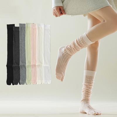 Solid Color Two Toe Stockings Knee High Separate Toe Stockings JK Calf Long Socks  Lolita JK