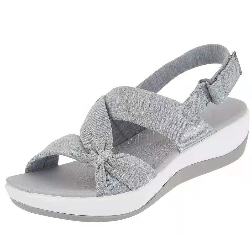 

Large size new sandals for women, simple fish mouth muffin sole sandals for women 43 сірий колір