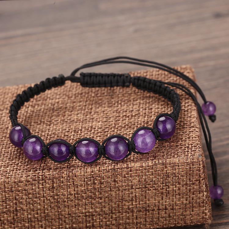 Burst Hand-Woven Amethyst Round Bead Shambhala Bracelet Bracelet