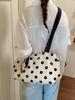 2026 Women's Polka Dot Canvas Tote Bag: Large Capacity, Single Shoulder or Crossbody, Perfect for Work Commutes