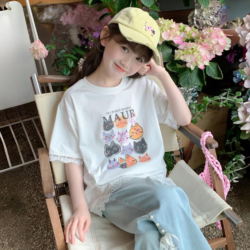 Girls' Floral Short-Sleeve Summer T-Shirt