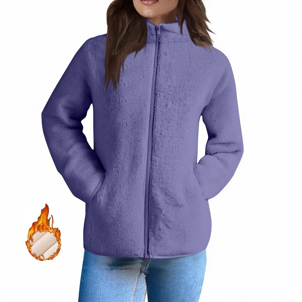 Dámské zimní kabáty Teplé plyšové bundy S otevřeným předním dílem Kardigan s dlouhým rukávem Trendy Chlupavé svrchní oblečení