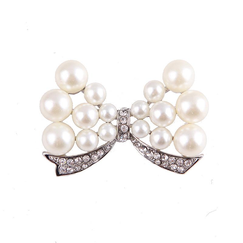 Cute Bow Pearl Brooch Corsage Flower Ornaments Female Wedding Exquisite Ethnic Style Hypoallergenic Affordable Luxury Enamel Brooch Long-Lasting Color