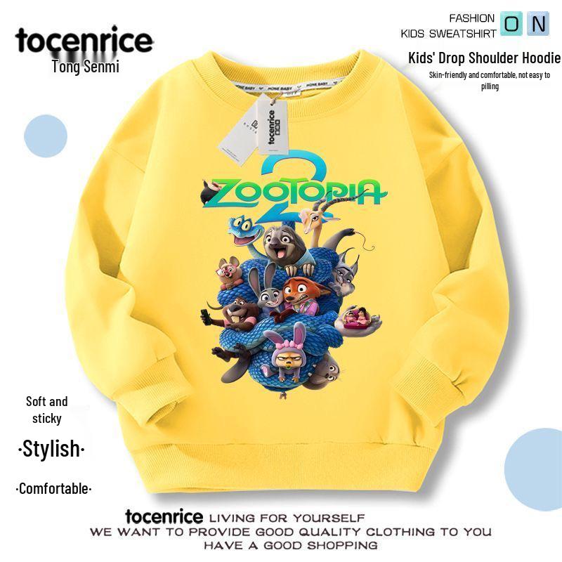Zootopia 2 Kids  Hoodie: Nick Wilde & Judy Hopps, Autumn/Winter Long Sleeve Base Layer for Boys & Girls, Sizes 8. 160cm