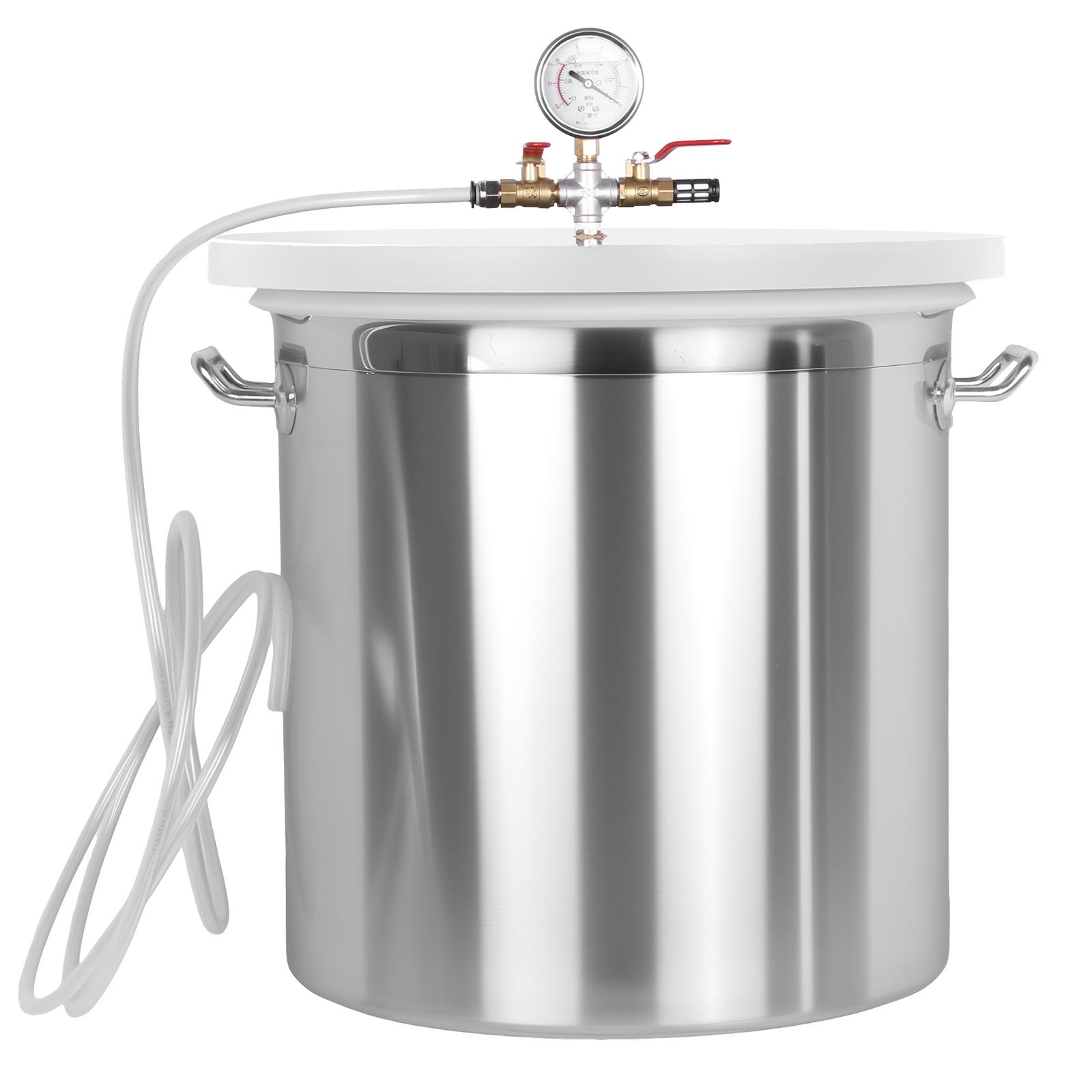 304 Stainless Steel Degassing Chamber Kit with Clear Lid Industrial Vacuum Degassing Barrel Without Pump for Wood Stabilization
