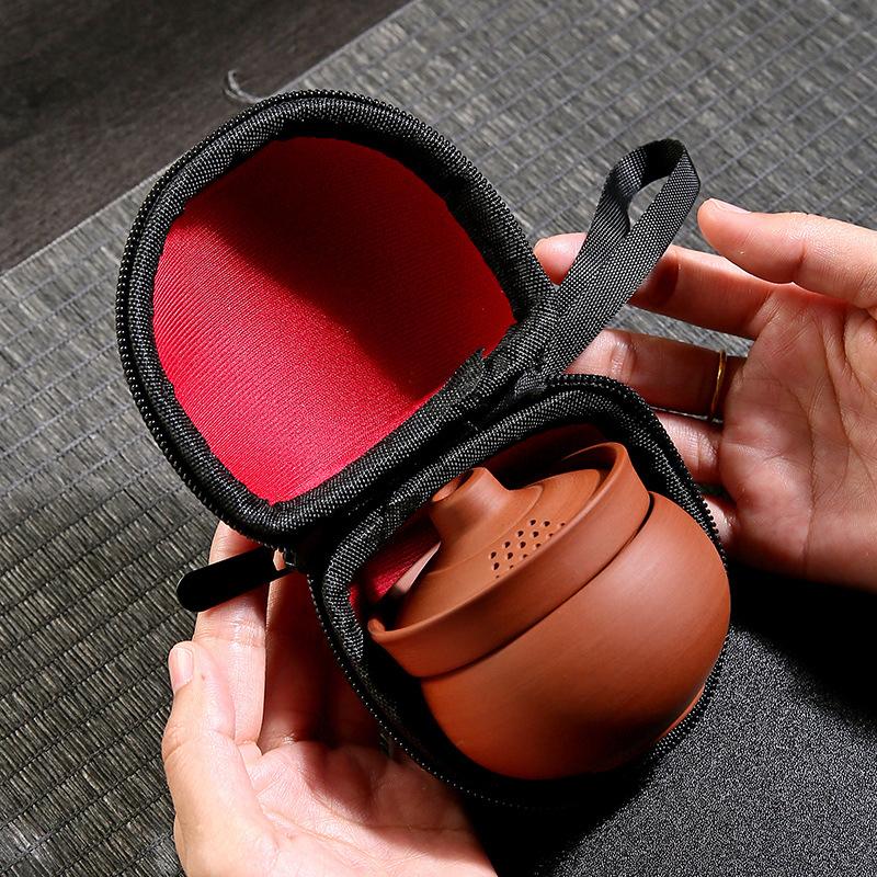 Miniaturní kempingová čajová sada - Nerozbitný keramický sólo hrnek s cestovním pouzdrem Ultralehká přenosná sada na vaření