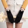 New Female Autumn Winter Non-Inverted Velvet Cashmere Full Finger Warm Lace Gloves Women Cotton Touch Screen Gloves G82
