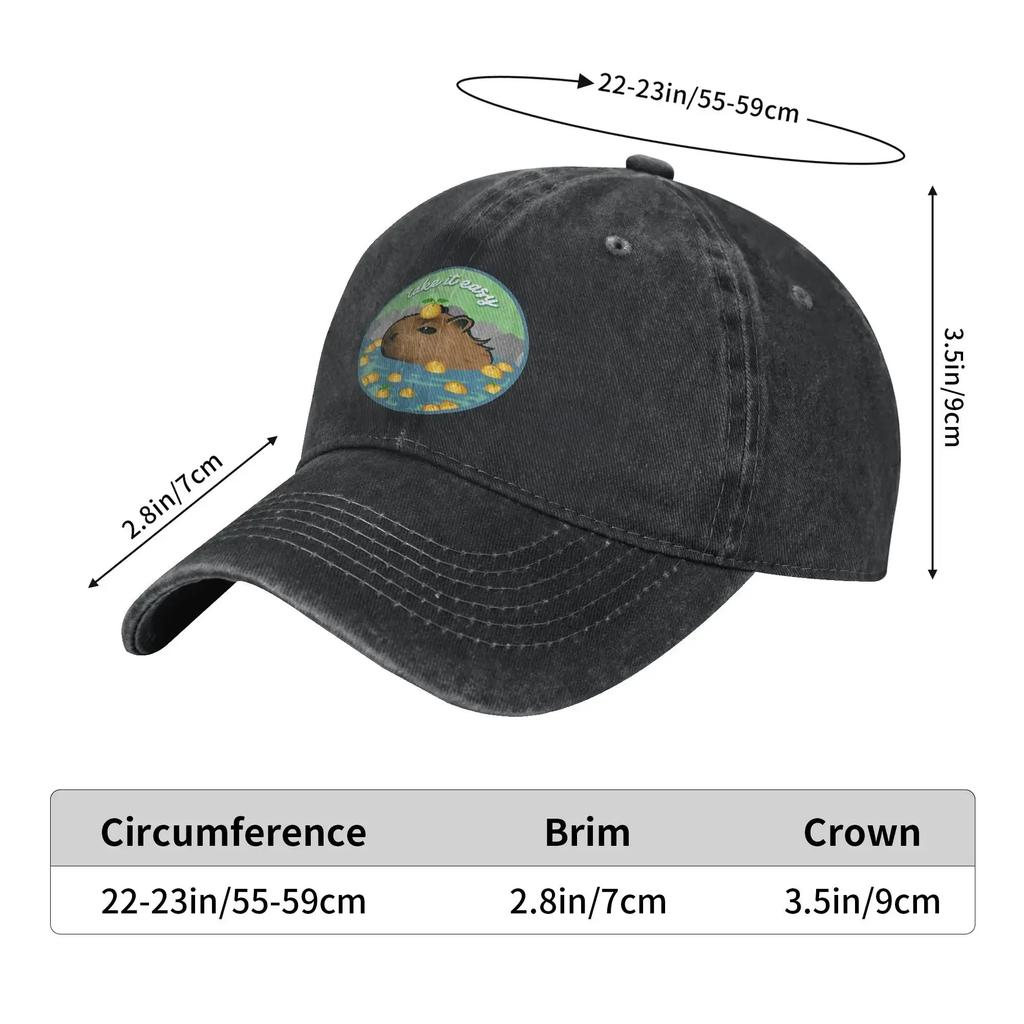 Vintage Chill Capybara Take It Easy Baseball Cap Unisex Distressed Washed Snapback Cap Cute Animal Outdoor Running Soft Caps Hat
