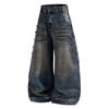 American Baggy Streetwear Jeans 2026 Retro Distressed Wide Leg Denim Pants Men Women