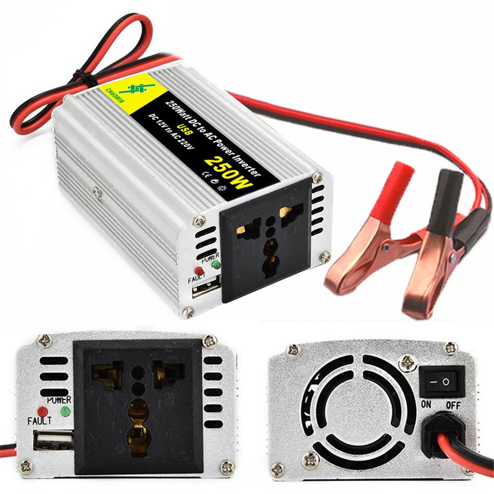 

Солнечный инвертор 12 В в 220 В, 250 Вт/300 Вт модифицированный волновой преобразователь с USB/зажимом для аккумулятора 250W battery clip