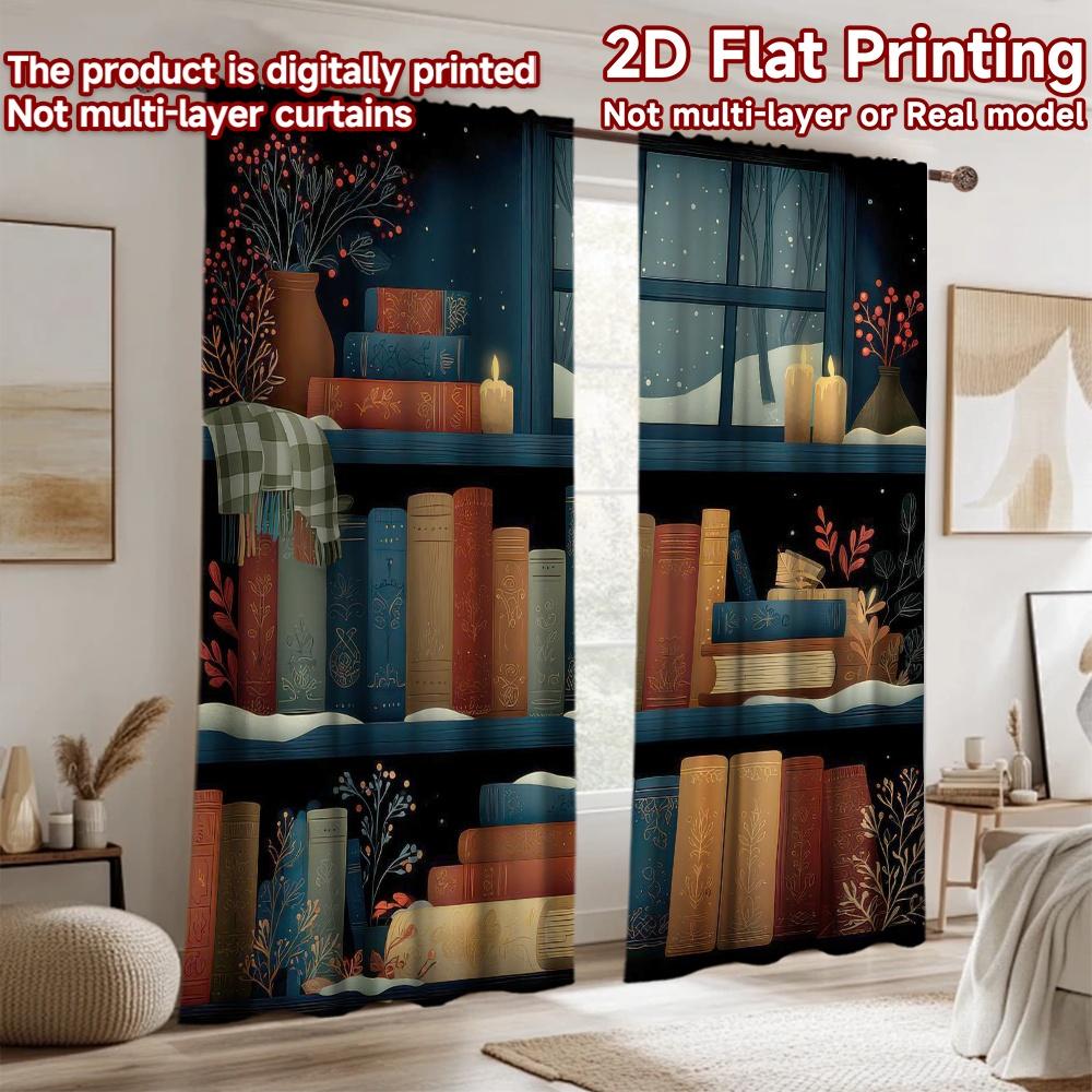 2D flat Photography Backdrop Photography Backdrop Cozy Winter Bookshelf 100% Polyester Party Decorations Perfect for Bedroom