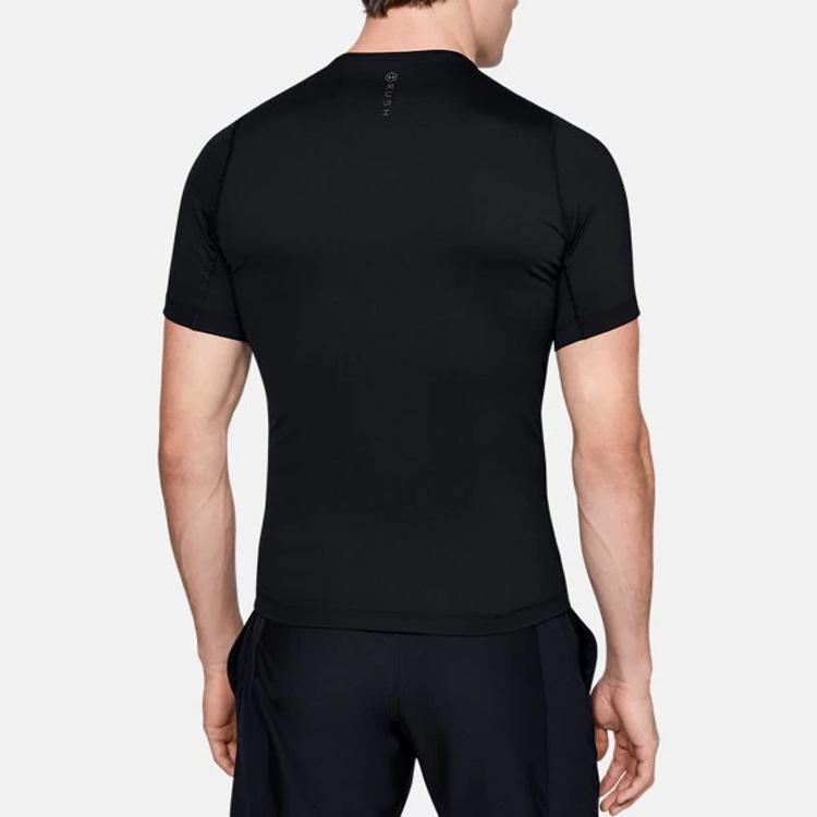 Under Armour HeatGear Compression Solid Crew Neck T-Shirt Men Tops Black 1353449-001