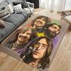 Rock Band Area Rug, The Beatles Four Members Colored Pencil Portrait Microphone Print, Music Lover Room Decor, Non-Slip Mat