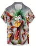Chemise pour homme motif canard rétro amusant impression 3D décontractée individuelle Hip-Hop Rock Street Chemise hawaïenne
