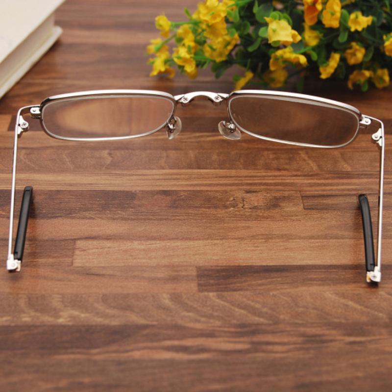 Reading Glasses Women Men Fold Portable Metal Frame Crystal Glass Square Vintage Anti-Scratch Ultralight Eyeglasses