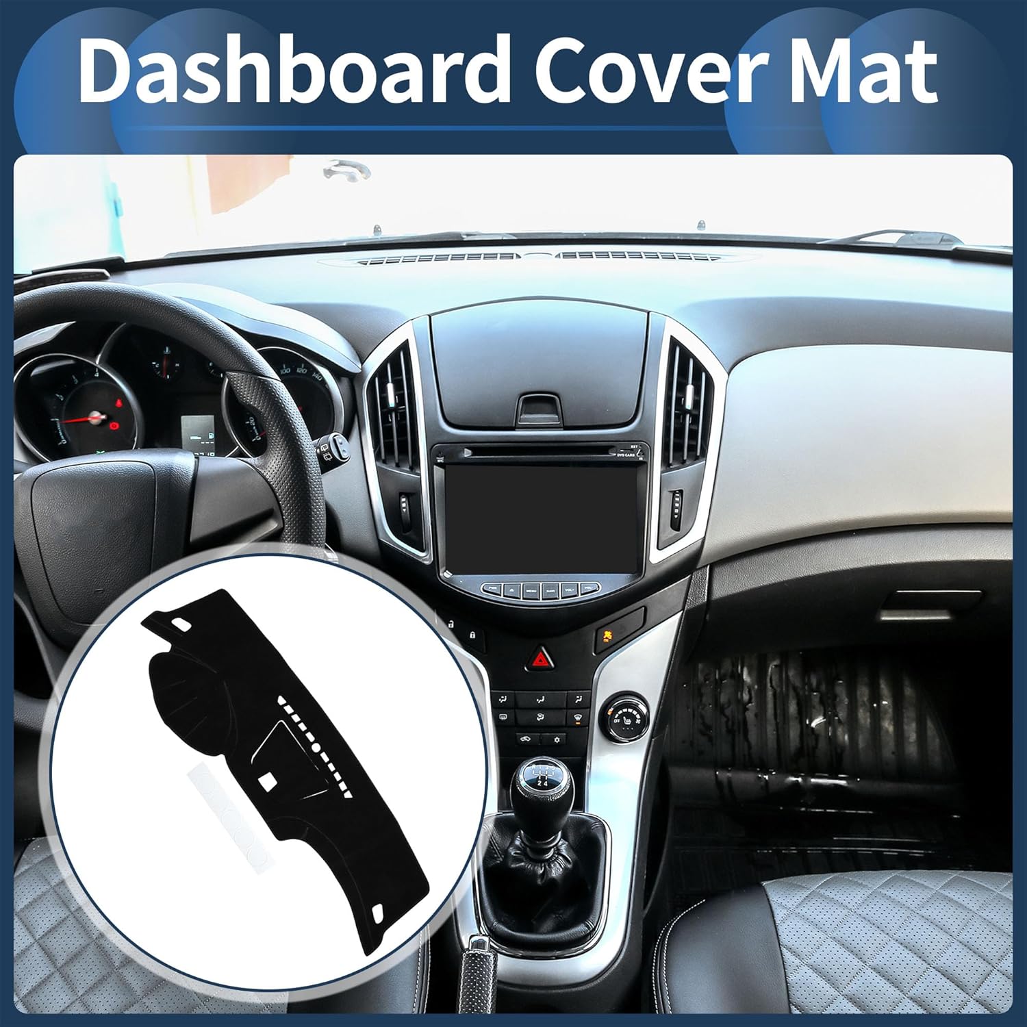 Dashboard Cover Dash Cover Mat Carpet for Chevy Cruze 2008-2015 Polyester Black