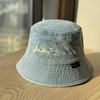 New Spring/Summer Washed Letter Embroidery Pink Fisherman Hat for Women, Sun Protection Hat, Vintage Outdoor Hiking Bucket Hat