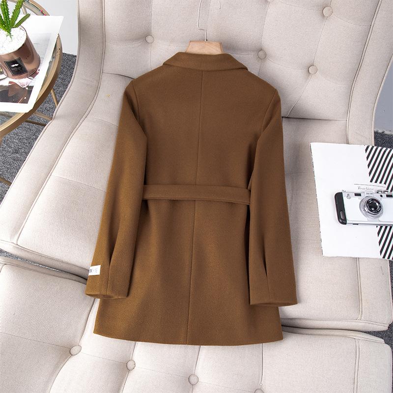 Woolen Coat Blazer Women's Autumn and Winter Latest Korean Style Slim-fit White Suit Women's Top with Belt