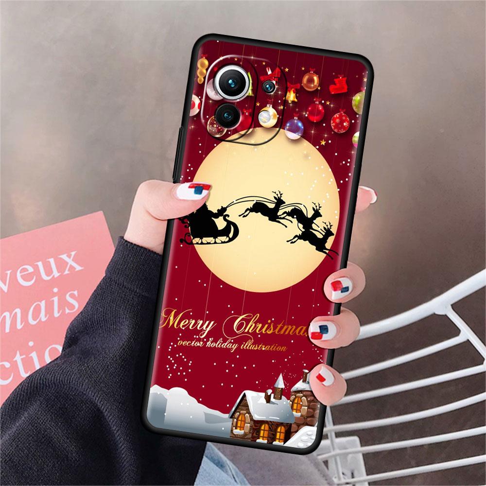 Soft Silicone Case For Xiaomi Mi 11 Lite 5G NE 11T Pro 12S Ultra 12 Note 10 10T 9T TPU Phone Cover Bumper Funda Merry Christmas