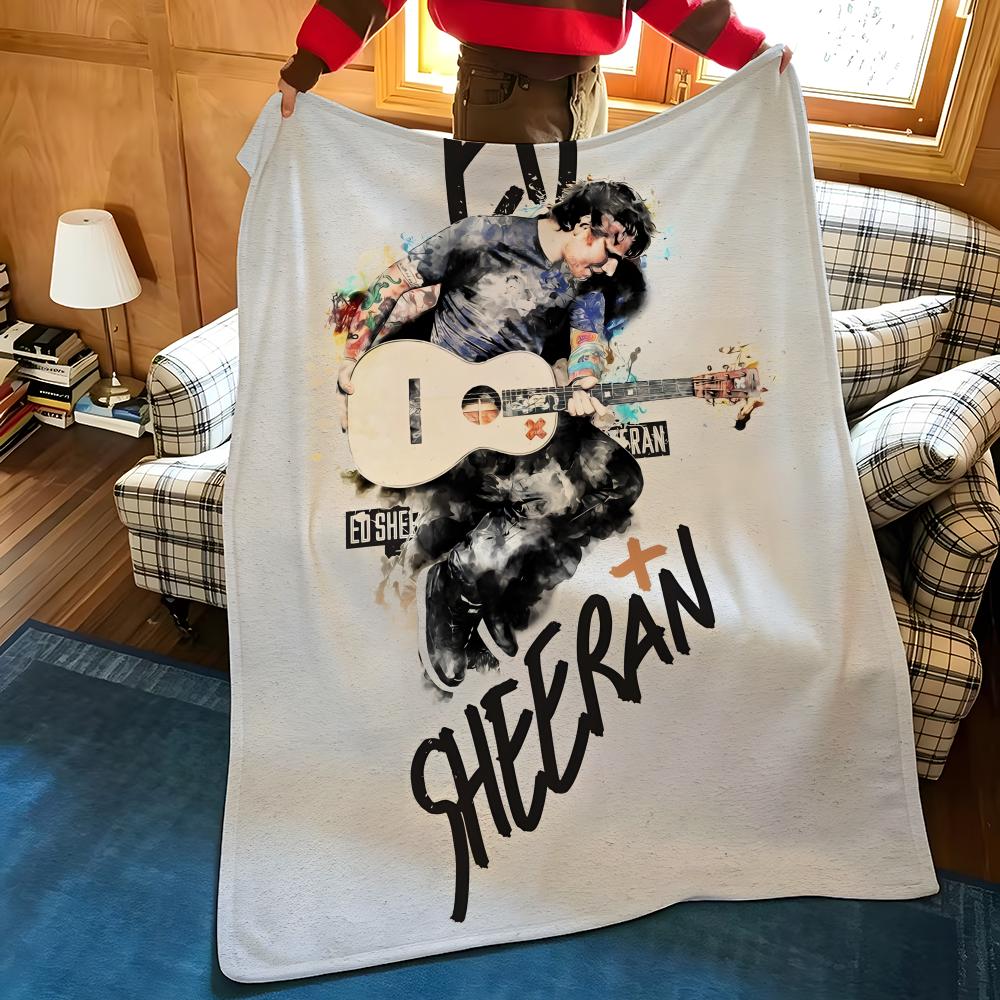 Music E-Ed S-Sheeran Throw Flannel Cozy Print Blanket, Portable, Durable Machine Washable Cute Cool