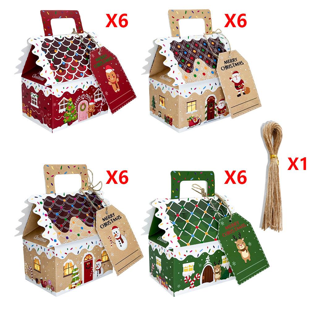 24 Pcs Christmas Gingerbread House Treat Boxes Cardboard Cookie Goody Gable Candy Bags Cupcake Holders for Party Favors