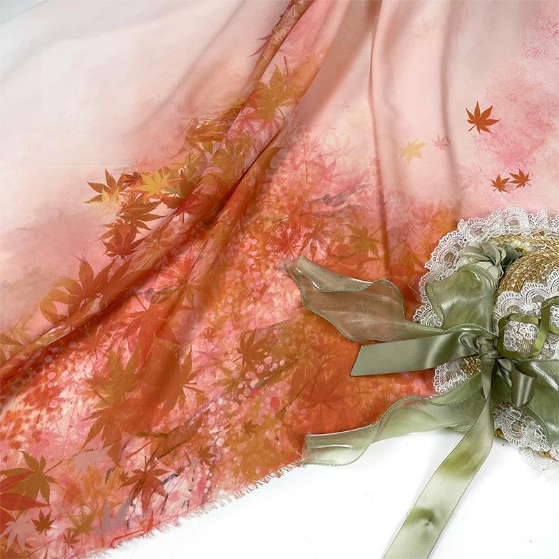 Tessuto Stampato Paesaggio Cinese Traslucido Stile Antico Chiffon Stampato Tessuto Hanfu Abito Hanfu Costume di Scena Decorazione 1/3/5M