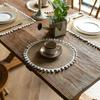 Braided Placemats Heat Resistant Jute Fringe Table Mats Hand Woven Non-Slip Place Mats Tea Cup Pad Indoor Dining Table Decor New