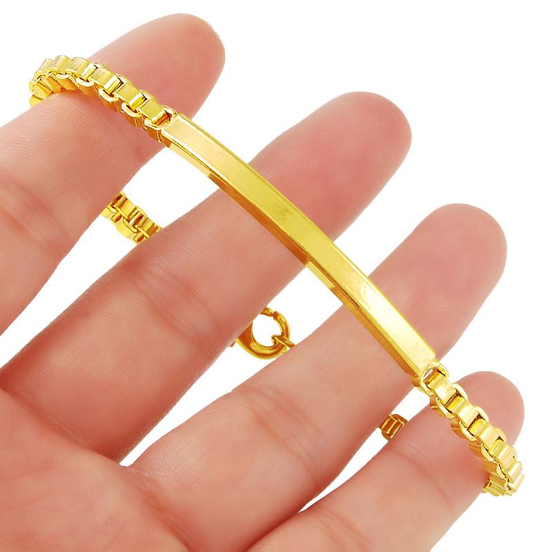 24k Plating Gold Armband Mode Box Hand Kette Armbänder Für Frauen Männer Link Kette Armband Luxus Schmuck