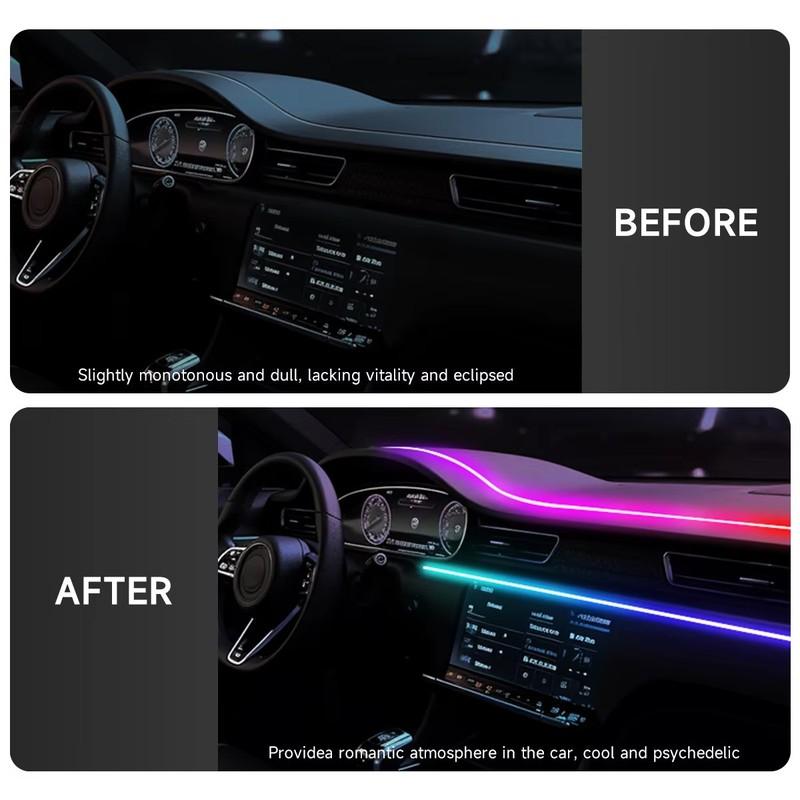 RGB USB Auto Innenraum Ambiente Licht Regenbogen Acryl Streifen LED Symphonie APP Musiksteuerung Dekorative Armaturenbrett Atmosphärenlampe
