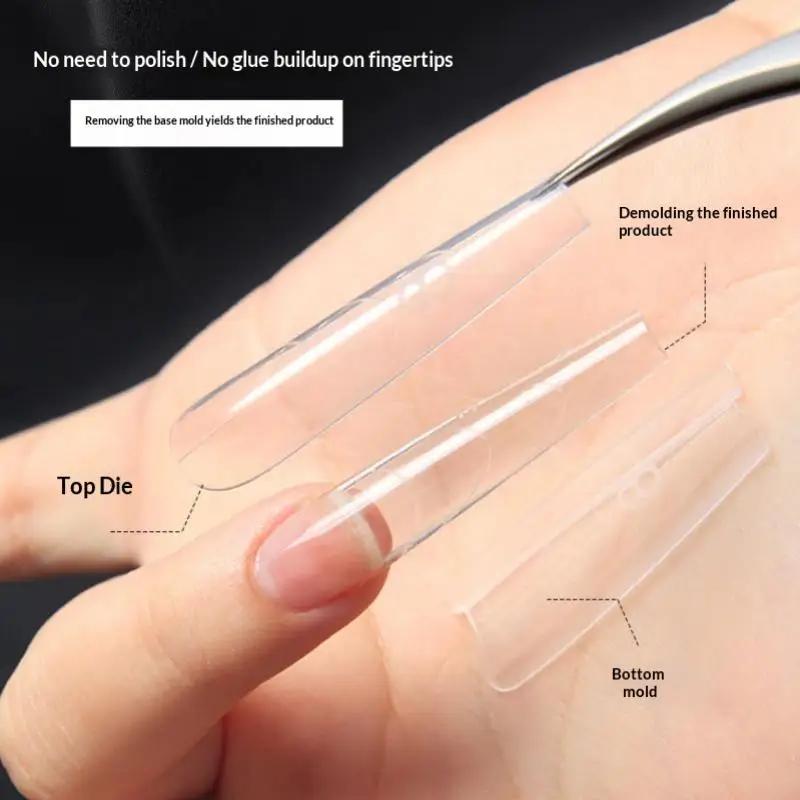 240 Pcs Sandwich Dual Nail Forms 15 Size Extensions-Dual Forms Top Bottom Mold Long Coffin Almond Nail Art Forms Manicure Tool