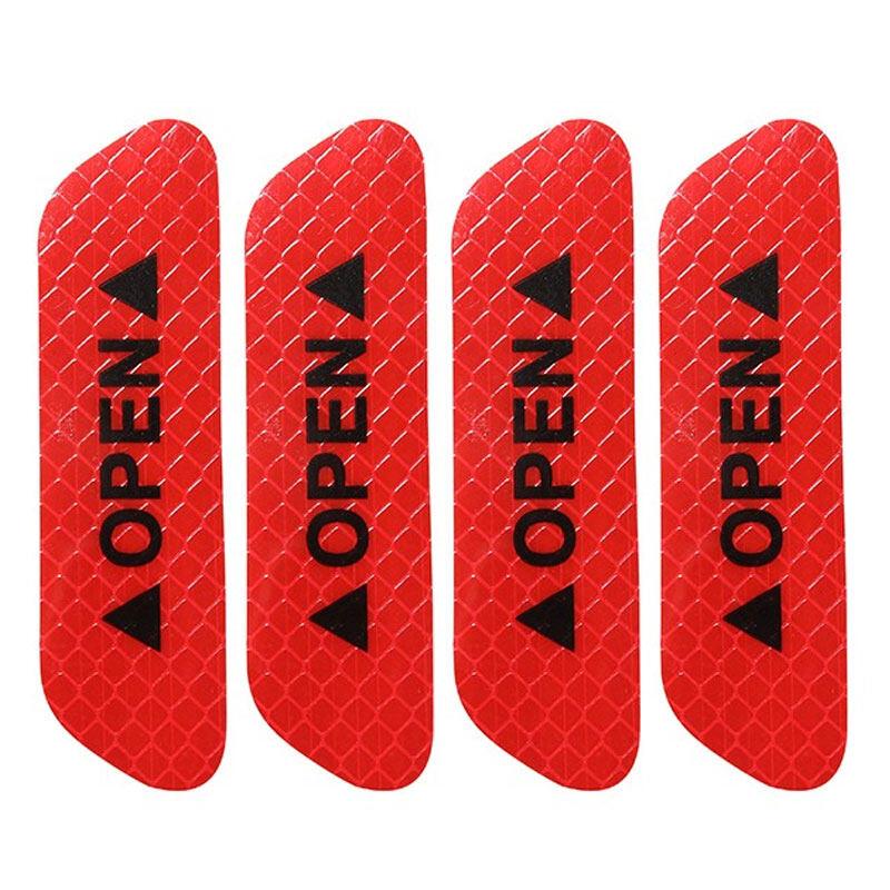 

4Pcs Car Door Sticker Safety Open Warn Reflector Tape Decal OPEN Safety Anti-collision Strips Sticker Auto Exterior Accessories