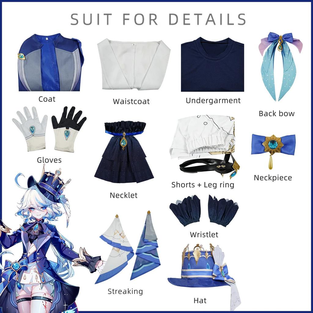 Фуріна Фокалорс Косплей Костюм Геншин Імпакт Карнавальна Форма Аніме Хелловін Вечірка Костюми Маскарад Жінки Гра